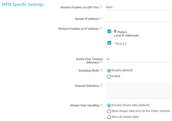 IPFIX Specific Settings